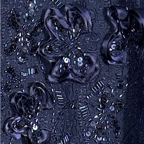 TWO piece set. R & M Richards dress/jacket, embellished, navy blue, 12P - Picture 8 of 16